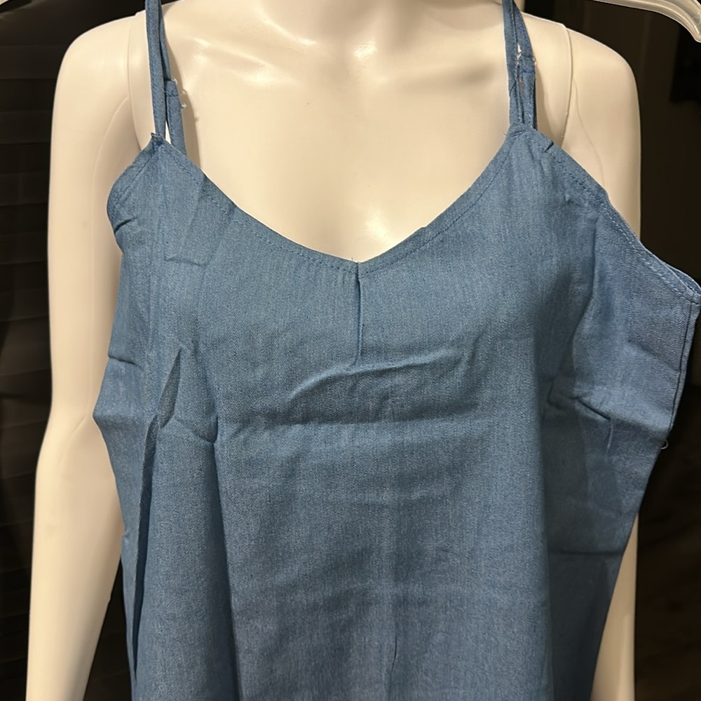spaghetti strap loose denim maxi - Picture 4 of 7